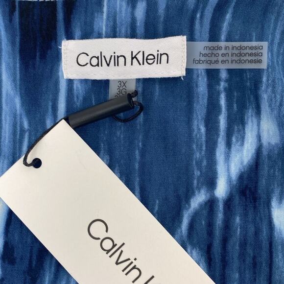 Calvin Klein Tie Dye Blouse Women's 3X Blue - Picture 11 of 14